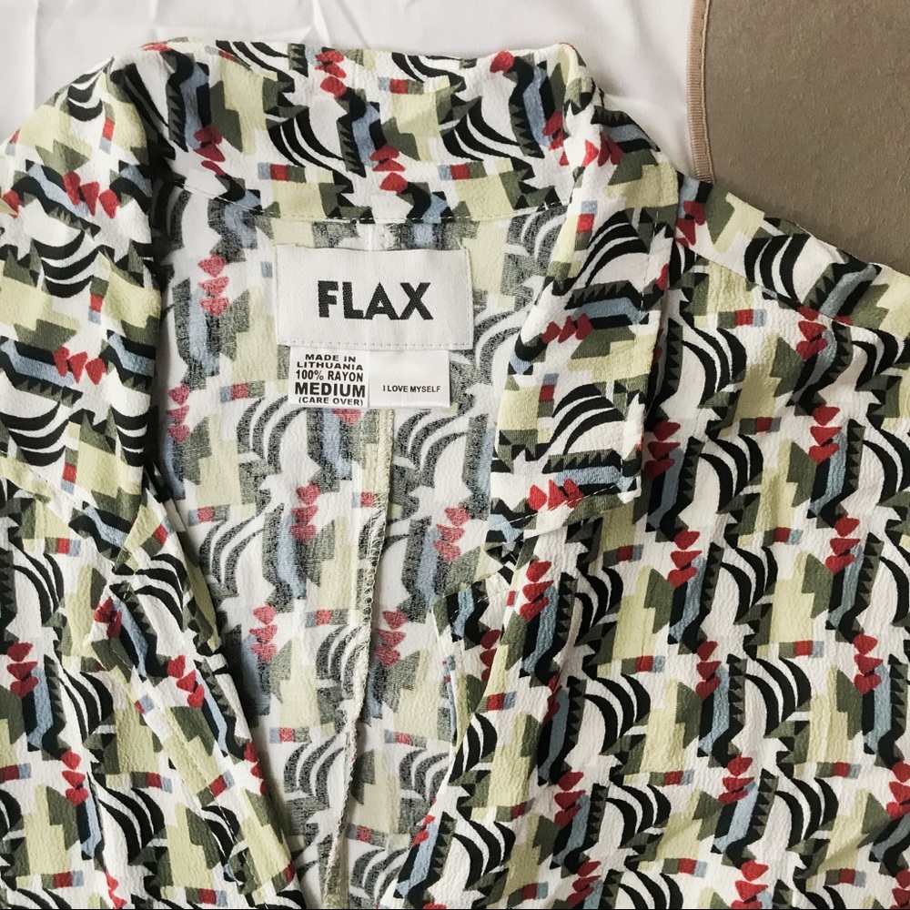 Flax Abstract Print Button Down Boxy Tee - image 3